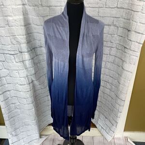 Boutique open front ombre cardigan w/loose knit & solid pattern purple sz S wome
